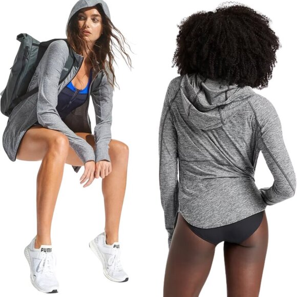 NWOT Athleta Pacifica Baja UPF Jacket Women's XS Gray Full Zip Hooded Activewear - Picture 2 of 16